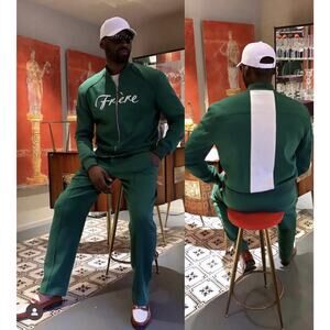 Frere Men's Green Sports Bomber Jacket And Pants Made Italy Toll!! Chest 48inch
